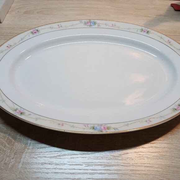Vintage Anitque Noritake Marguerite Hand Painted Nippon Ceramic Oval Platter 11" - Picture 1 of 17